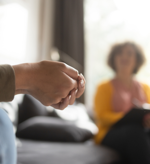 Close up of client and therapist